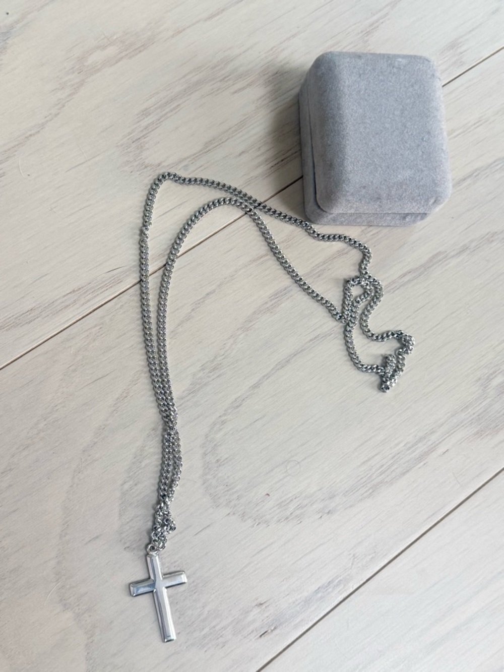Sterling Cross Pendant Necklace - Men's Religious Chain
